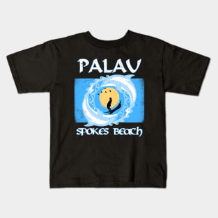 Flag of Palau Spokes Beach Kids T-Shirt